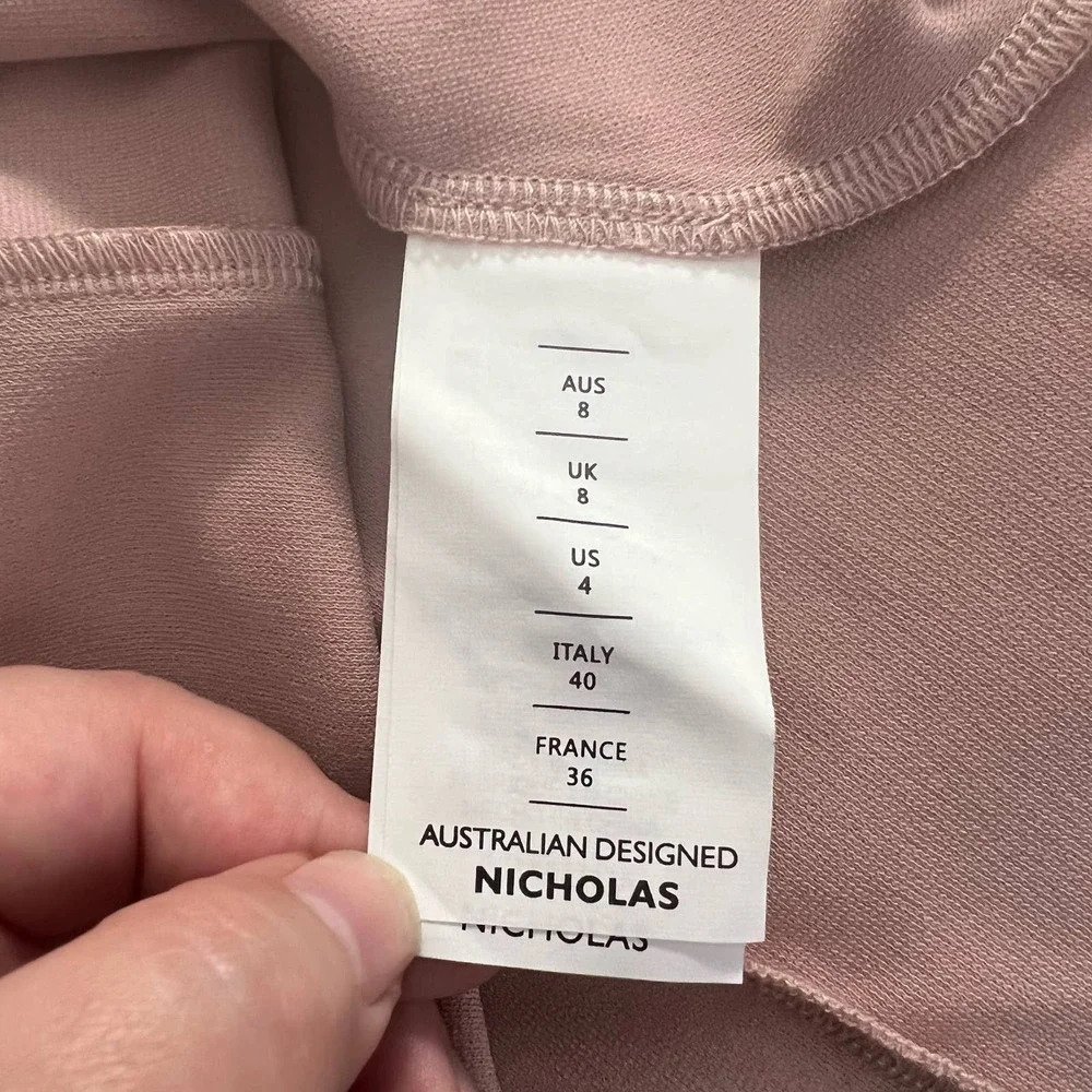 Nicholas Alice Ruched Stretch-Crepe Midi Skirt Oat Pink Size 4‎ - Picture 9 of 12